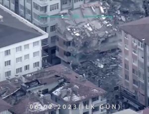 Deprem faciasındaki yıkım TİHA kamerasında